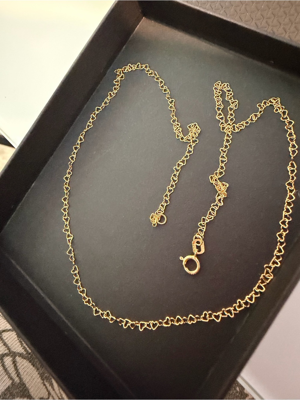 10k Solid Gold Heart Link Necklace 18”